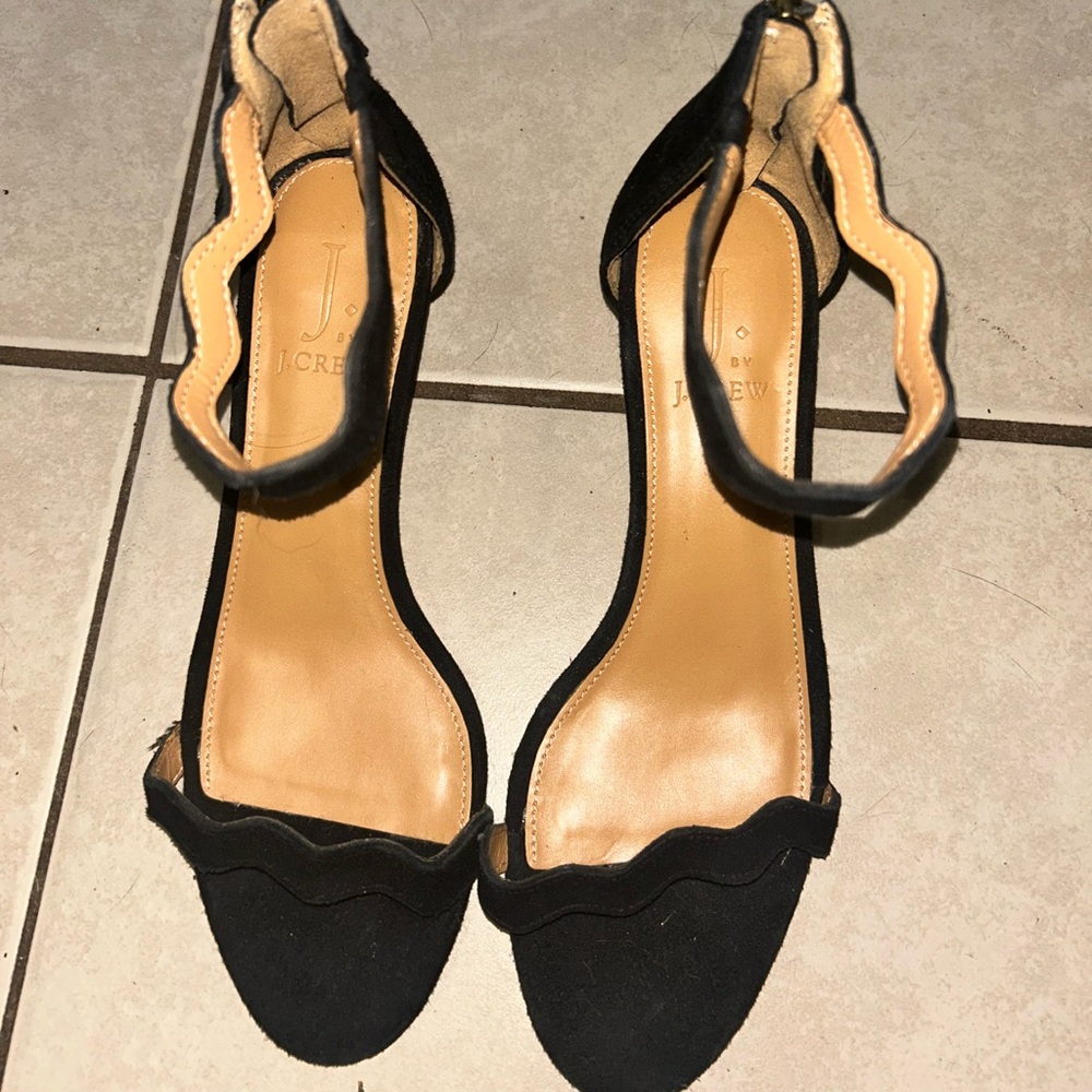 J. Crew Black Open-Toe Heels